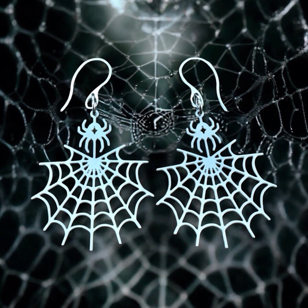 🆕 Spider and Web Laser Cut Earrings  Stainless Steel